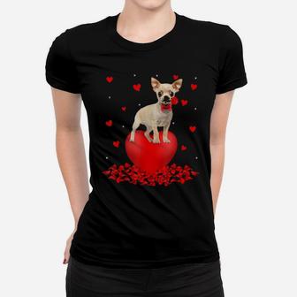 Love Heart Chihuahua Graphic Valentine's Day Gift Women T-shirt - Monsterry UK
