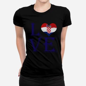 Love Heart Croatia Country Flag Lovers Women T-shirt - Seseable