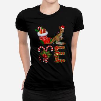 Love Kangaroo Christmas Funny Santa Hat Christmas Women T-shirt | Crazezy AU