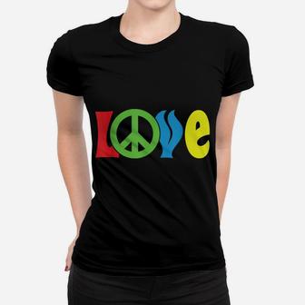 Love Peace Sign Symbol World Planet Freedom Hippie Kindness Women T-shirt | Crazezy