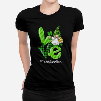 Love Teacher Life Gnome Leopard Shamrock St Patrick's Day Women T-shirt | Crazezy