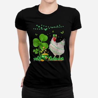 Lucky Chicken Shamrock Saint Patricks Day Irish Women T-shirt - Monsterry UK