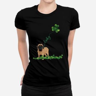 Lucky English Mastiff Dog Shamrock St Patrick Day Tshirt Women T-shirt | Crazezy UK
