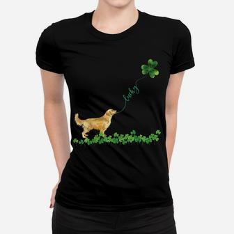 Lucky Golden Retriever Dog Shamrock St Patrick Day Tshirt Women T-shirt | Crazezy AU