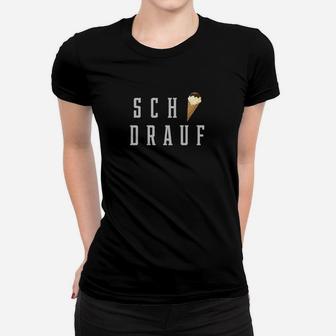 Lustiges Eis SCH Drauf Wortspiel Frauen Tshirt in Schwarz - Seseable