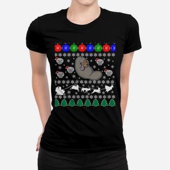 Manatee Sea Cow Ugly Christmas Sweater Xmas Party Fun Jumper Sweatshirt Women T-shirt | Crazezy