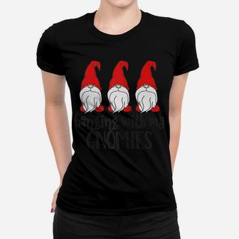 Matching Christmas Pajama Shirts - Hanging With My Gnomies Raglan Baseball Tee Women T-shirt | Crazezy DE