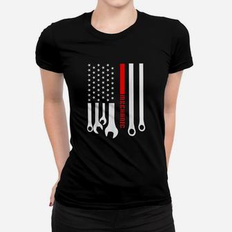 Mechanic Engineer Mechanist Garage American Flag Gift Idea Women T-shirt | Crazezy