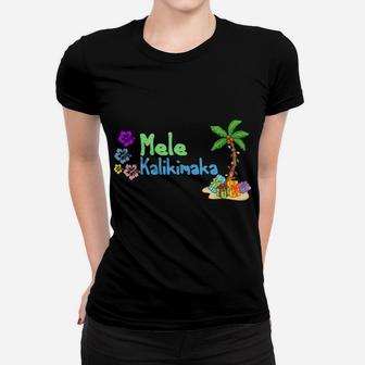 Mele Kalikimaka Christmas Hawaiian Palm Tree Xmas Gifts Women T-shirt | Crazezy