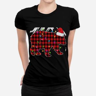 Mema Bear Shirt, Red Buffalo Plaid Mema Bear Pajama Family Women T-shirt | Crazezy
