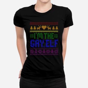 Mens Gay Elf Rainbow Flag Gay Pride Gift Gay Christmas Pajama Women T-shirt | Crazezy