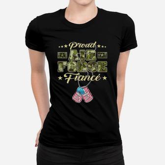 Mens Proud Air Force Fiance - Camo Us Flag Dog Tag Military Lover Women T-shirt | Crazezy CA