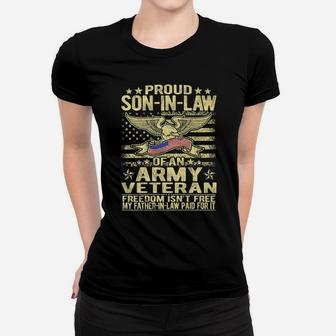 Mens Proud Son-In-Law Of Army Veteran - Military Veterans Family Women T-shirt | Crazezy