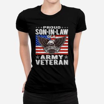 Mens Proud Son-In-Law Of Army Veteran Patriotic Military Family Women T-shirt | Crazezy