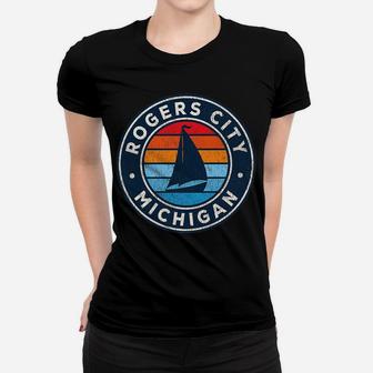 Mens Rogers City Michigan Mi Vintage Sailboat Retro 70S Women T-shirt | Crazezy CA