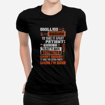 Mens Smart Enough To Hide The Extra Parts Proud Mechanic Job Women T-shirt | Crazezy UK