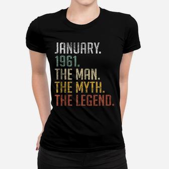 Mens Vintage January 1961 Retro 60 Years Old 60Th Birthday Gift Women T-shirt | Crazezy
