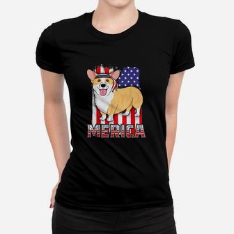 Merica Corgi 4Th Of July Women Dog American Flag Women T-shirt | Crazezy