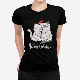 Merry Catmas Cats Christmas Couples Cat Lovers Xmas Women T-shirt | Crazezy UK