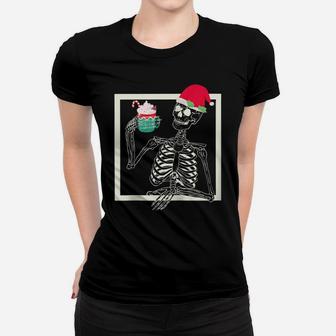Merry Christmas Funny Santa Hat Christmas Drink Skeleton Zip Hoodie Women T-shirt | Crazezy DE