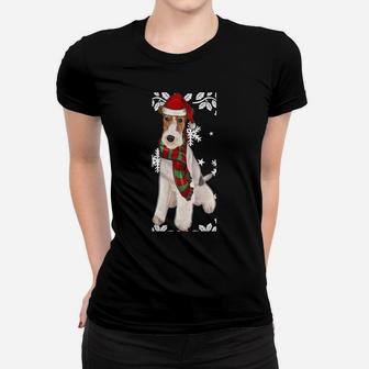 Merry Christmas Ornament Wire Fox Terrier Xmas Santa Women T-shirt | Crazezy UK