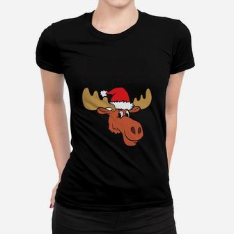 Merry Christmoose Funny Moose Christmas Hat Moose Women T-shirt | Crazezy AU