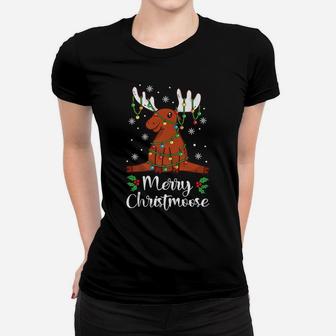 Merry Christmoose Holiday Humor Funny Gift Christmas Animal Women T-shirt | Crazezy