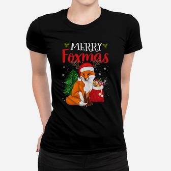 Merry Foxmas Fox Christmas Tree Funny Animal Lovers Xmas Sweatshirt Women T-shirt | Crazezy AU