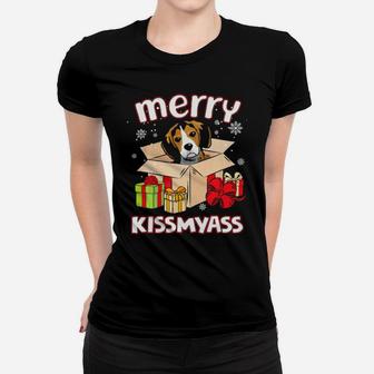 Merry Kissmyass Beagle In Box Xmas Lover Gifts Women T-shirt - Monsterry