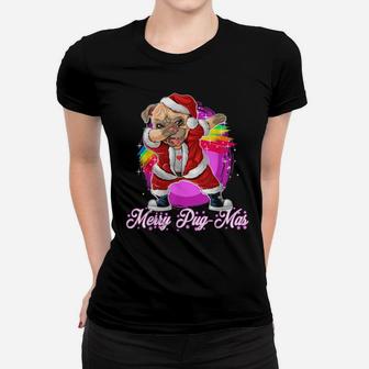 Merry Pugmas Cute Dabbing Pug Santa Women T-shirt - Monsterry DE