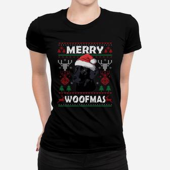 Merry Woofmas Black Lab Christmas Dog Lover Xmas Gift Sweatshirt Women T-shirt | Crazezy DE