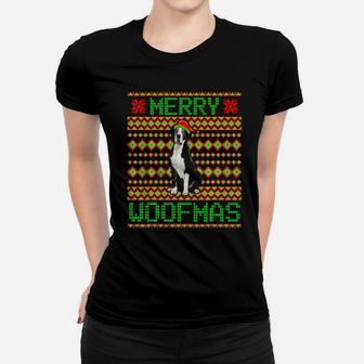 Merry Woofmas Great Dane Dog Santa Xmas Ugly Funny Gift Women T-shirt - Monsterry UK