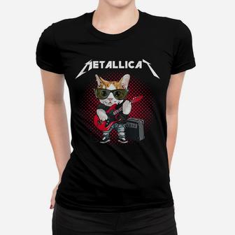 Metallicat Rock Music Funny Parody Cat Lovers Concert Women T-shirt | Crazezy DE