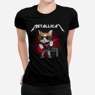 Metallicat Rock Music Funny Parody Cat Lovers Concert Women T-shirt | Crazezy DE