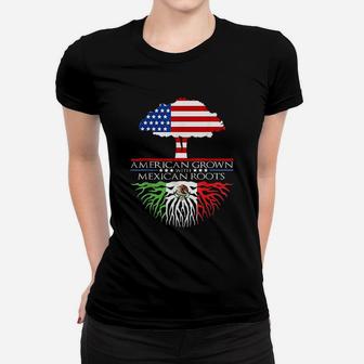 Mexican Roots American Grown Tree Flag Usa Mexico Women T-shirt | Crazezy DE