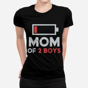 Mom Of 2 Boys Shirt Gift From Son Mothers Day Birthday Women Raglan Baseball Tee Women T-shirt | Crazezy