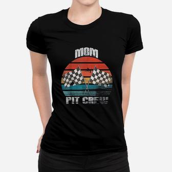 Mom Pit Crew Race Car Chekered Flag Vintage Racing Party Women T-shirt | Crazezy CA