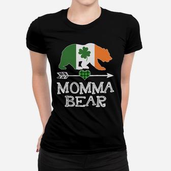 Momma Bear St Patricks Day Irish Green Plaid Family Gift Women T-shirt | Crazezy