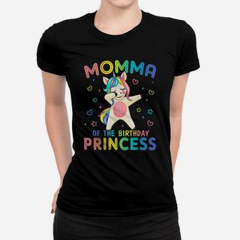 Momma Of The Birthday Princess Girl Dabbing Unicorn Women T-shirt | Crazezy