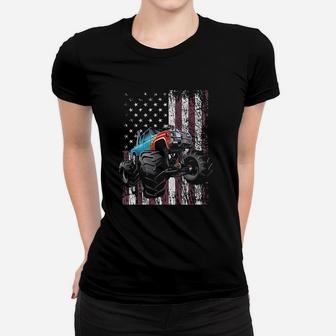 Monster Truck American Flag Women T-shirt | Crazezy