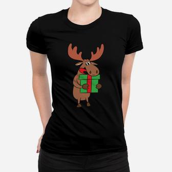 Moose Stop Staring At My Package Christmas Gift Xmas Women T-shirt | Crazezy CA
