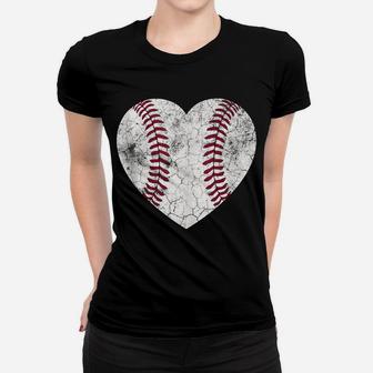 Mother's Day Gift Distressed Heart Baseball Heart Mom Mommy Women T-shirt | Crazezy UK