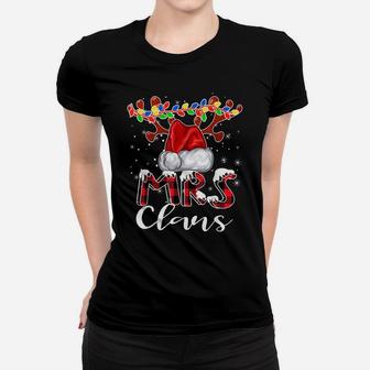 Mrs Santa Claus Buffalo Plaid Christmas Pajama Matching Fun Women T-shirt | Crazezy