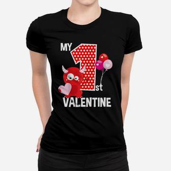 My 1St Valentine Day 1 Year Old Baby Toddler Cute Monster Women T-shirt - Monsterry DE