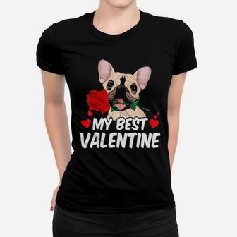 My Best Valentine Is French Bulldog Women T-shirt - Monsterry