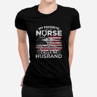My Favorite Nurse Calls Me Husband Usa Flag Husband Gif Women T-shirt | Crazezy AU