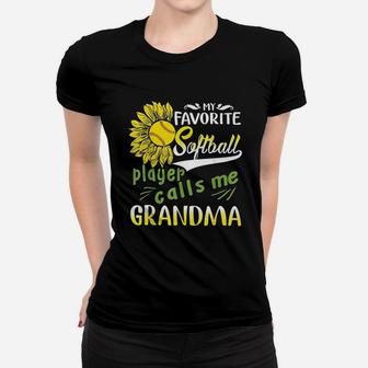 My Favorite Softball Player Calls Me Grandma Sunflower Women T-shirt | Crazezy UK