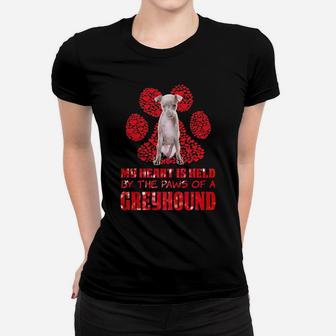 My Heart Is Held By The Paws Of A Greyhound Valentines Day Women T-shirt - Monsterry AU