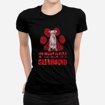 My Heart Is Held By The Paws Of A Greyhound Valentines Day Women T-shirt - Monsterry DE