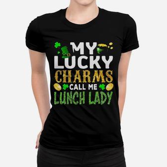 My Lucky Charms Call Me Lunch Lady St Patricks Day Shamrock Hat Golden Coin Irish Women T-shirt - Monsterry CA